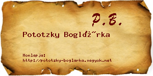 Pototzky Boglárka névjegykártya